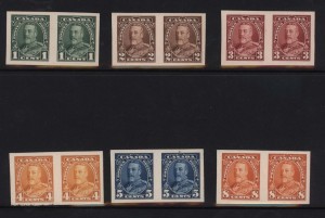 Canada #217P - #227P XF Imperforate Proof Pairs