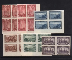 Canada #241b - #245b XF Mint Imperforate Blocks