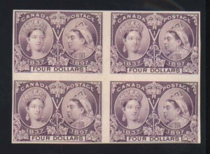 Canada #64P VF Plate Proof Block On Card
