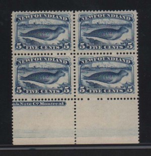 Newfoundland #55 XF/NH Gem Block With Plate Inscription