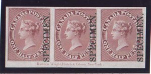 Canada #8Pi XF Mint Plate Proof Pos. Piece Strip Of Three