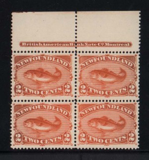 Newfoundland #48 XF/NH Plate Block Of Four