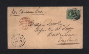 Canada #9 VF Used On Lovely Cover To UK