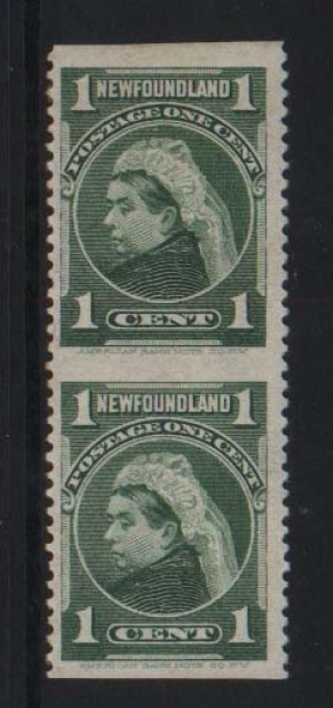 Newfoundland #80b VF Mint Imperf Between Pair **With Cert.**