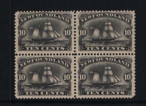 Newfoundland #59 #59i VF Mint Block Variety