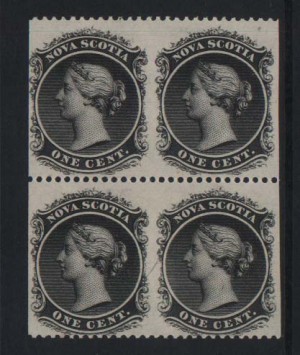 Nova Scotia #8c XF/NH Imperf Between Block **With Cert.**