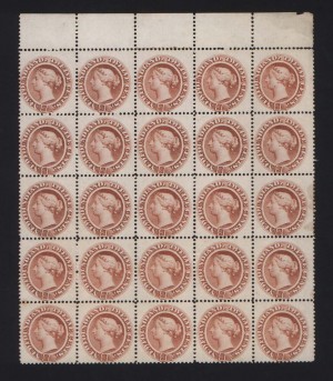 Newfoundland #28 VF/NH Plate Block Of 25