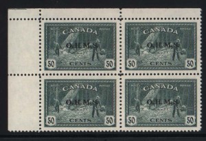 Canada #O9 XF/NH Corner Block **With Certificate**