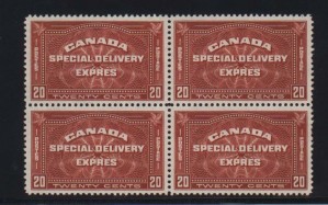 Canada #E4 XF/NH Gem Block **With Certificate**