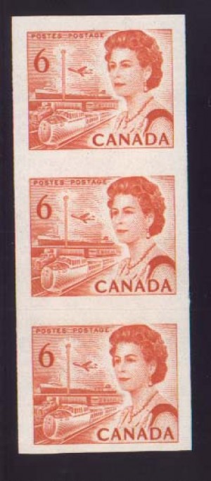 Canada #468ac XF/NH Imperforate Strip Of Three **With Cert.**