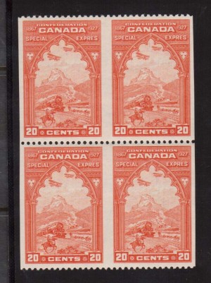 Canada #E3b XF/NH Imperforate Block Of Four
