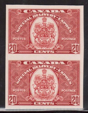 Canada #E8P XF Mint Imperf Proof Pair On Card
