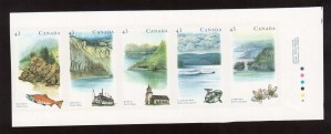 Canada #1489ai XF/NH Imperforate Booklet Setenant Strip Of Five