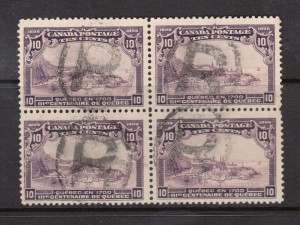 Canada #101 VF Used Block With Four Registered Cancels
