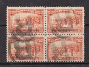 Canada #102 VF Used Block With Four Registered Cancels