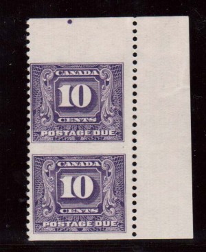 Canada #J10a VF/NH Imperforate Between Pair