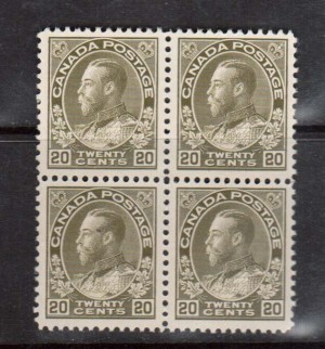 Canada #119 XF/NH Block **With Certificate**