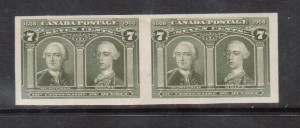 Canada #100a XF Mint Imperforate Pair **With Certificate**