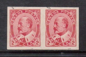 Canada #90iii XF Mint Imperf Type 1 Pair **With Certificate**