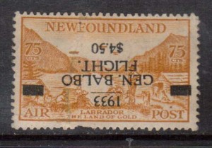 Newfoundland #C18a (SG #235a) Mint Inverted Surcharge Variety **With Certificate**