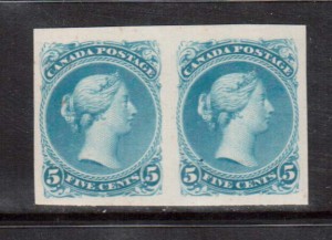 Canada #26TC XF Trial Color Plate Proof Pair In Azure Blue **With Cert.**