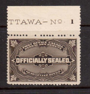 Canada #OX4 VF/NH Plate #1 Single **With Certificate**