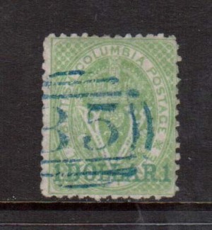 British Columbia #18 VF Used With Ideal Grid 35 Cancel **With Certificate**