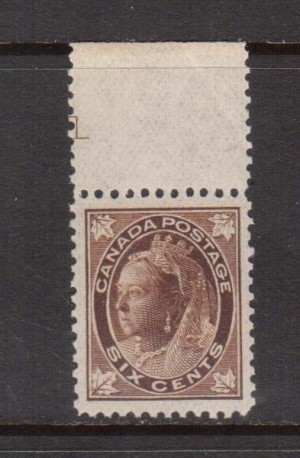 Canada #71 VF+/NH With Plate # In Margin **With Cert.**