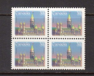 Canada #1165d XF/NH Double Impression Block **With Cert.**