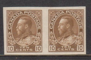 Canada #118a XF Mint Imperf Pair **With Certificate**