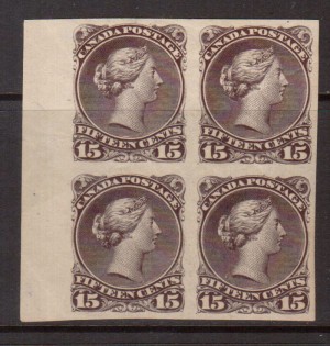 Canada #29d XF Mint Imperf Block **With Certificate**