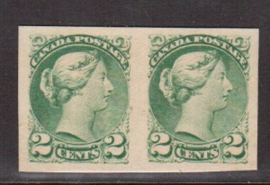 Canada #36P XF Proof Pair On Card