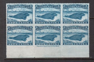 Newfoundland #40 XF Mint Plate Block Of Six **With Certificate**