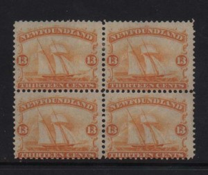 Newfoundland #30 Mint Scarce Block Of Four