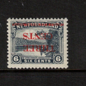 Newfoundland #160a VF/NH Inverted Surcharge In Red **Cert.**