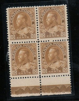 Canada #118 VF Mint Lathework D Block **With Certificate**