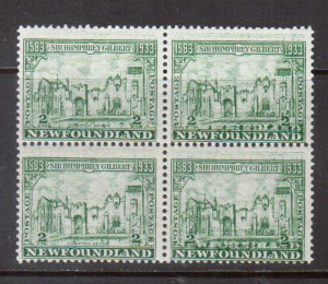 Newfoundland #213b NH Mint Double Impression Block **With Certificate**
