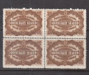 Canada #OX1 VF Mint Block **With Certificate**