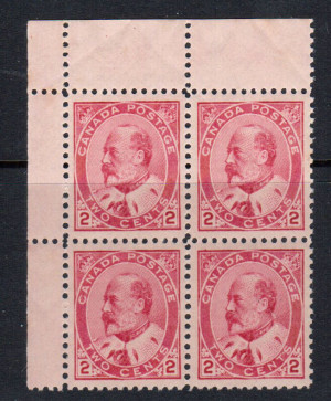 Canada #90e XF/NH Block **With Certificate**