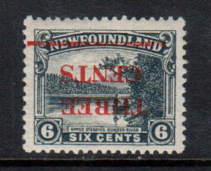 Newfoundland #160a VF/NH Inverted Surcharge **With Certificate**