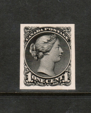 Canada #35P XF Plate Proof In Black India On Card