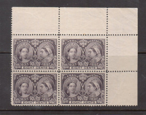 Canada #56 VF/NH UR Corner Block **With Certificate**