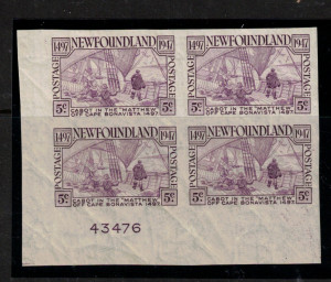 Newfoundland #270b XF/NH Imperf Plate Block