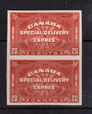 Canada #E5a XF/NH Imperf Pair **With Certificate**
