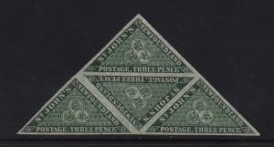 Newfoundland #11a XF/NH Triangle Block Of Four