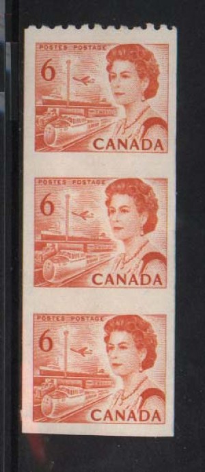 Canada #468ac XF/NH Imperf Strip Of Three **With Cert.**