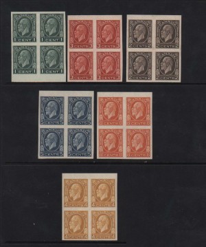 Canada #195c - #200a XF/NH Imperforate Blocks Of Four