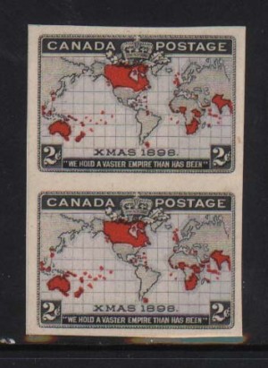 Canada #85a XF Mint Imperf Pair On Thicker Card