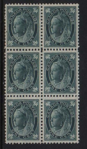 Canada #67 XF/NH Gem Block Of Six **With Cert.**