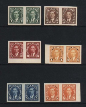 Canada #231c - #236a XF/NH Imperf Pair Set